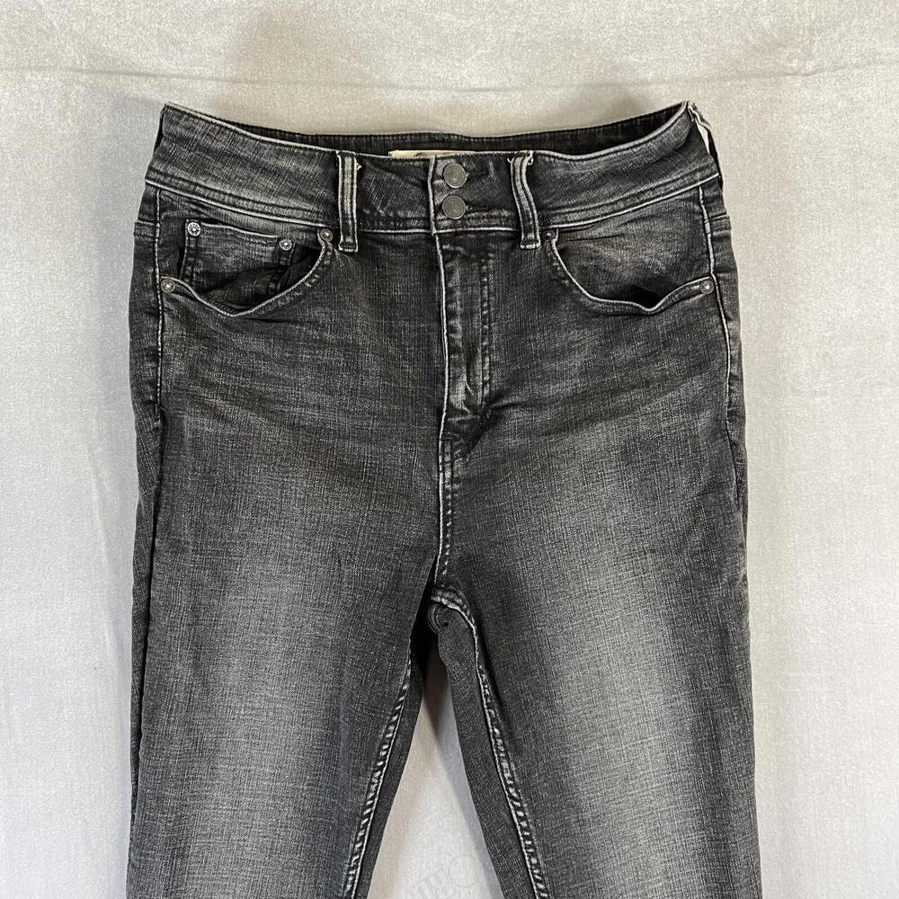 We The Free People Skinny Jeans Womens 31 Gray High Rise Raw Hem Stretch - Picture 2 of 11